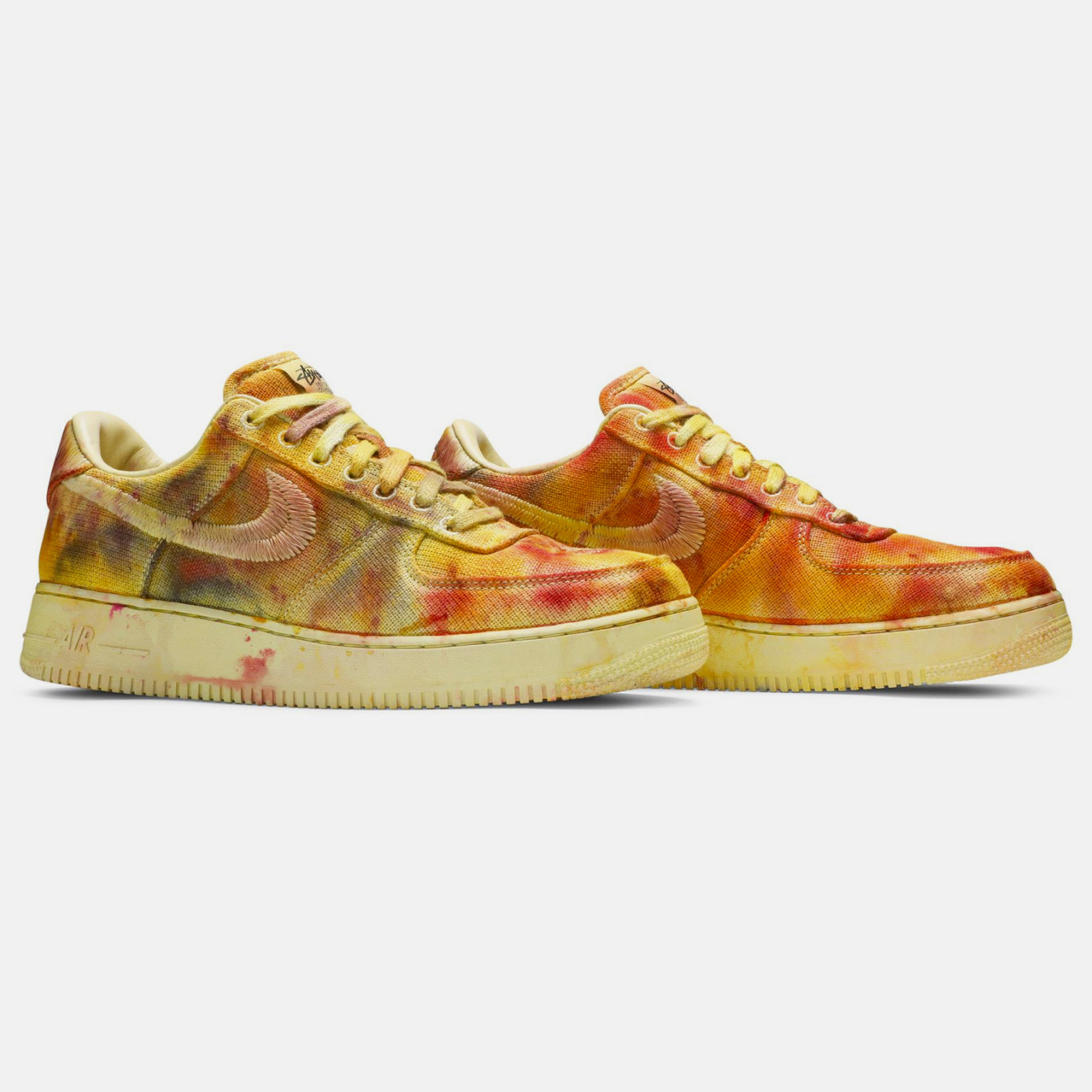 Stussy x Lookout Wonderland x Air Force 1 Hand Dyed Yellow KicksMania