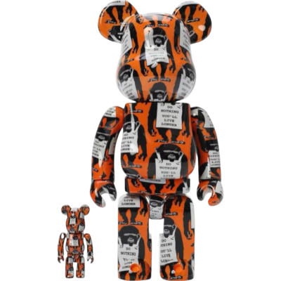 BearBrick Banksy Monkey Orange 400%+100% купить в интернет-магазине Kicksmania