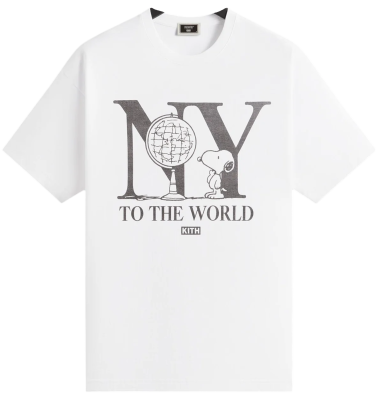 Футболка Peanuts x Kith New York To The World White купить в интернет-магазине Kicksmania