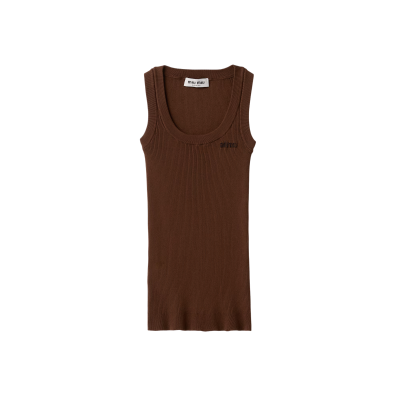 Топ Miu Miu Cotton Knit Tank Cocoa Brown купить в интернет-магазине Kicksmania