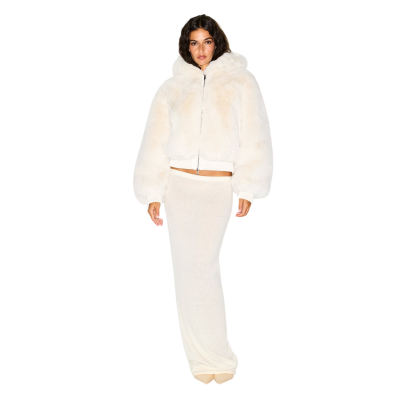 Куртка SKIMS Faux Fur Zip Up Egret купить в интернет-магазине Kicksmania