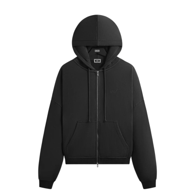 Толстовка Kith Lofty Fleece Cropped Braxton Zip-Hoodie Black купить в интернет-магазине Kicksmania