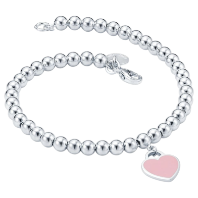 Браслет TIFFANY & CO Pink Heart Tag Bead Bracelet купить в интернет-магазине Kicksmania