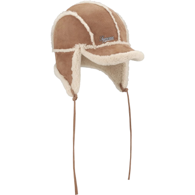 Шапка Supreme SHEARLING LINED EARFLAP CAP Beige купить в интернет-магазине Kicksmania