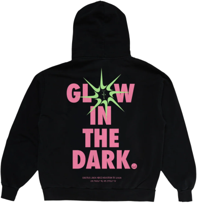 Толстовка TRAVIS SCOTT X NIKE T-REXX GLOW IN THE DARK HOODIE BLACK&PINK купить в интернет-магазине Kicksmania