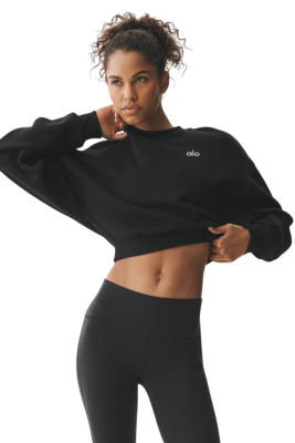 Свитшот Alo Yoga Cropped Accolade Black купить в интернет-магазине Kicksmania