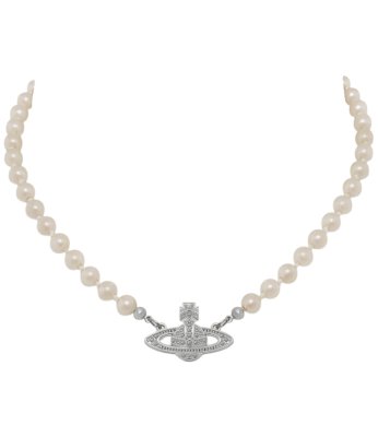 Чокер Vivienne Westwood Mini Bas Relief Pearl Platinum Crystal купить в интернет-магазине Kicksmania