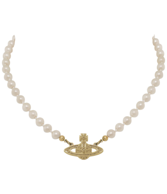 Чокер Vivienne Westwood Mini Bas Relief Pearl Gold Light купить в интернет-магазине Kicksmania