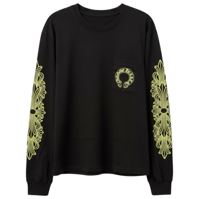 Лонгслив Chrome Hearts Black Yellow Horse Logo купить в интернет-магазине Kicksmania
