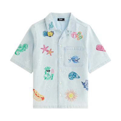 Рубашка KITH KIDS NOVELTY THOMPSON CAMP LIGHT INDIGO купить в интернет-магазине Kicksmania