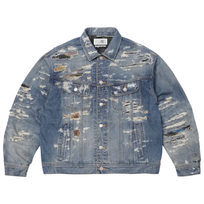 Джинсовая куртка Supreme MM6 Distressed Blue купить в интернет-магазине Kicksmania