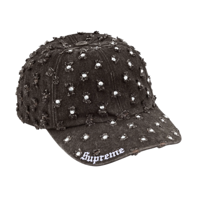 Кепка Supreme Hole Punch Rhinestone Denim 6-Panel Black купить в интернет-магазине Kicksmania