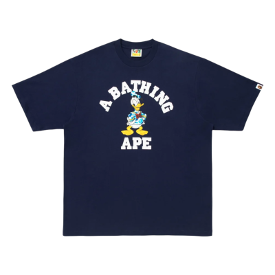 Футболка Bape x Disney DONALD DUCK COLLEGE Navy купить в интернет-магазине Kicksmania