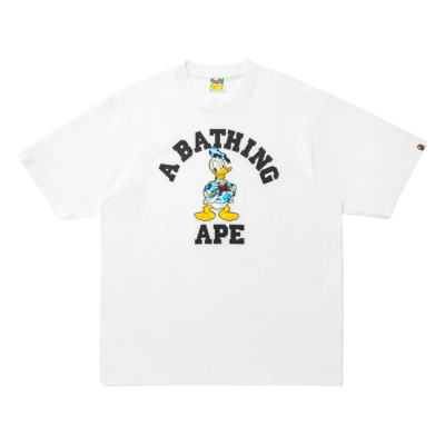 Футболка BAPE X DISNEY DONALD DUCK COLLEGE White купить в интернет-магазине Kicksmania