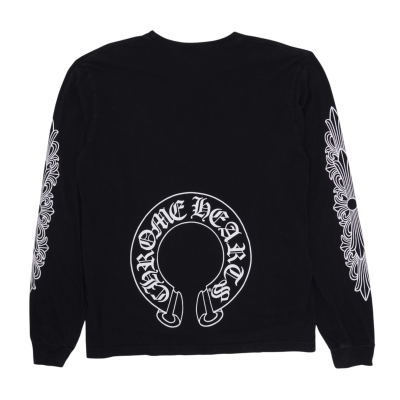 Лонгслив Chrome Hearts Horseshoe Pocket Logo Black White купить в интернет-магазине Kicksmania — фото 2