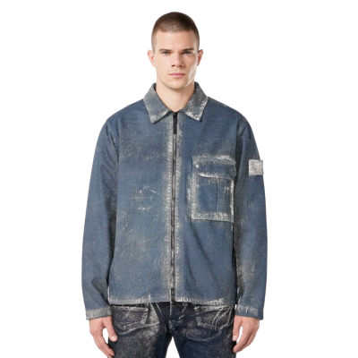 Джинсовая Куртка STONE ISLAND CORRODED REFLECTIVE LIGHT BULL DENIM-TC SLATE BLUE купить в интернет-магазине Kicksmania — фото 4