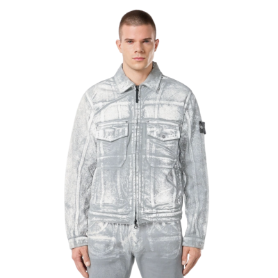Джинсовая Куртка STONE ISLAND CORRODED REFLECTIVE LIGHT BULL DENIM-TC GREY купить в интернет-магазине Kicksmania — фото 4