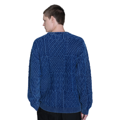 СВИТЕР NEIGHBORHOOD WASHED BLOCK CABLE SWEATER BLUE купить в интернет-магазине Kicksmania — фото 3