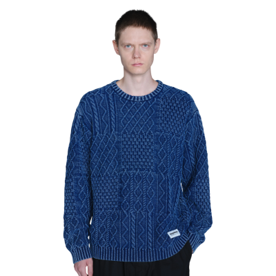 СВИТЕР NEIGHBORHOOD WASHED BLOCK CABLE SWEATER BLUE купить в интернет-магазине Kicksmania — фото 2