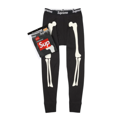Брюки Supreme x Hanes Bones Thermal Black купить в интернет-магазине Kicksmania