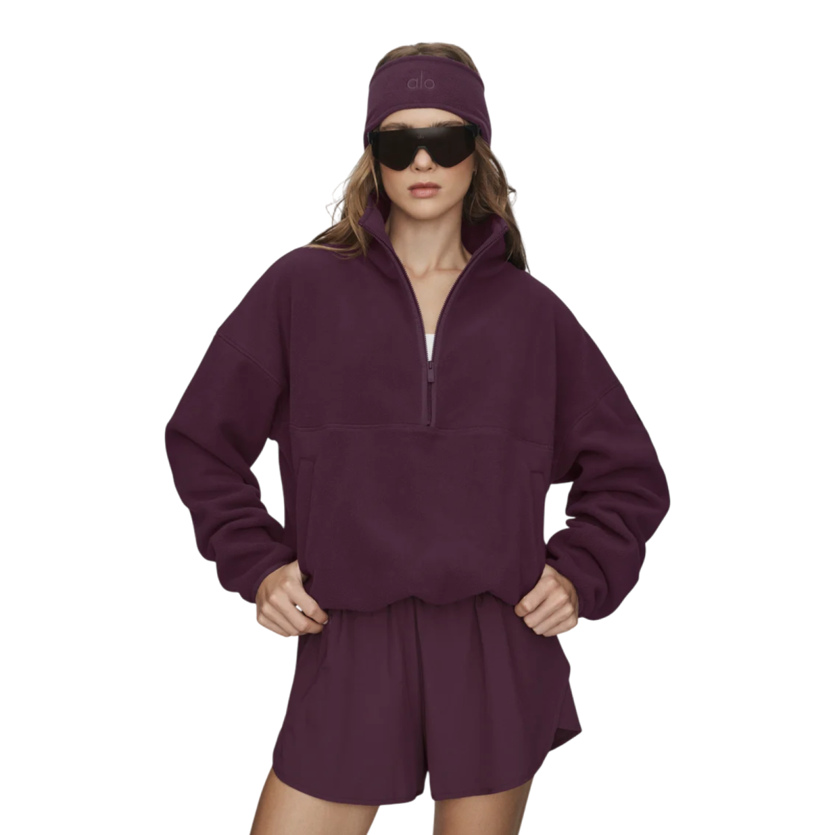 Толстовка Alo Yoga Polar Fleece Retreat Cover Up Rich Bordeaux купить в интернет-магазине Kicksmania