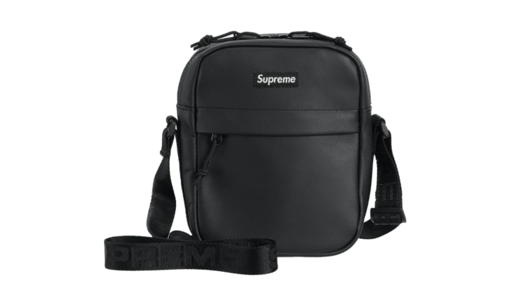 FW23817-BLACK | Сумка через плечо Supreme Leather Shoulder Bag Black | Киксмания